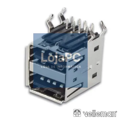 FICHA USB-A FÊMEA DUPLA 90° P/ PCB VELLEMAN
