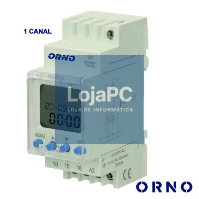 Temporizador Semanal Digital 16A 230V P/ Calha Din ORNO