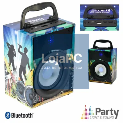 COLUNA BLUETOOTH PORTÁTIL 10W USB/SD/FM/AUX/BAT PARTY