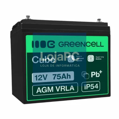 Bateria Chumbo Gel AGM 12V 75A GREEN CELL