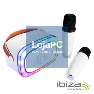 Coluna Bluetooth Portátil C/ 2x Micros AUX/USB/SD/BT IBIZA