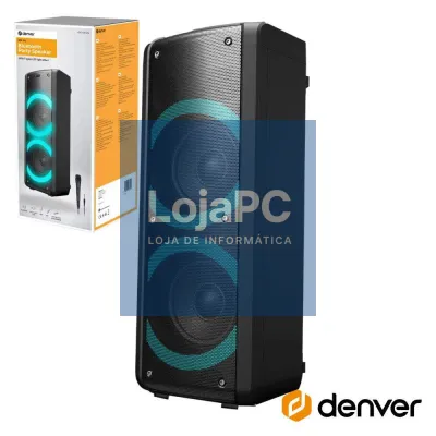 Coluna Amplificada 2x6.5" 300W USB/BT/SD/AUX TWS RGB DENVER