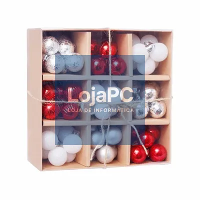 Caixa Decorativa 99 Bolas De Natal Vermelho/Branco/Prateado