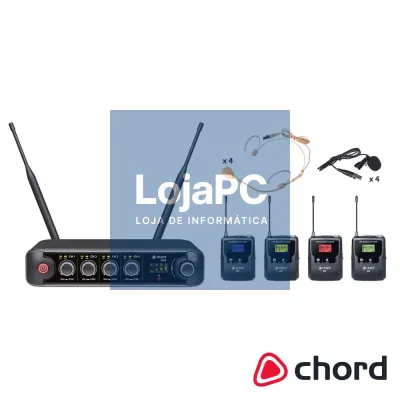 Central de Microfones UHF S/ Fios 4 Canais CHORD