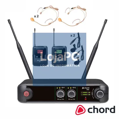 Central de Microfones UHF S/ Fios 2 Canais CHORD