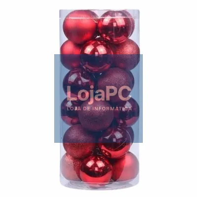 Conjunto 24 Bolas De Natal Vermelho Caixa Cilindrica