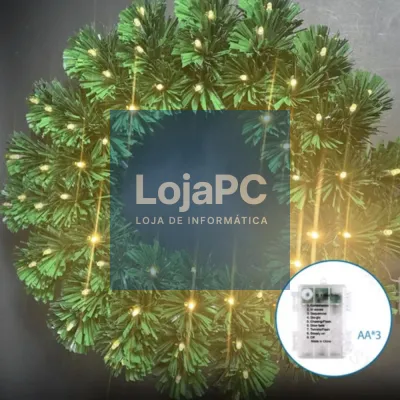 Coroa de Natal C/ Iluminação LED 50cm Branco Quente IP44