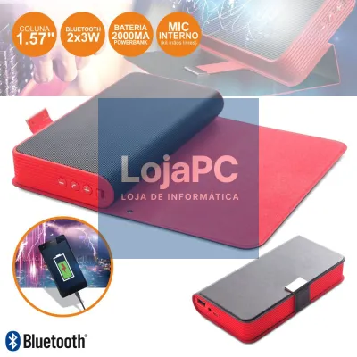 COLUNA BLUETOOTH PORTÁTIL 2X3W C/ POWERBANK 5200mAh