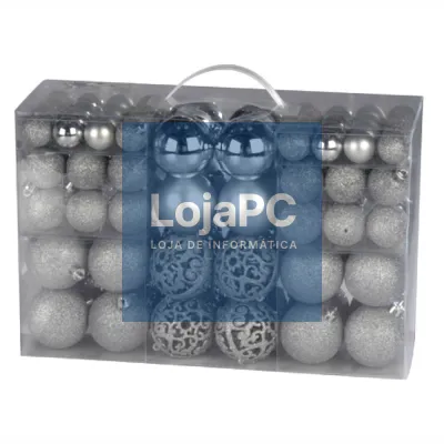 Conjunto de 100 Bolas de Natal Prateadas