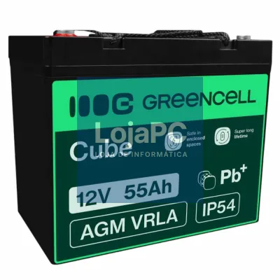 Bateria Chumbo Gel AGM 12V 55A GREEN CELL