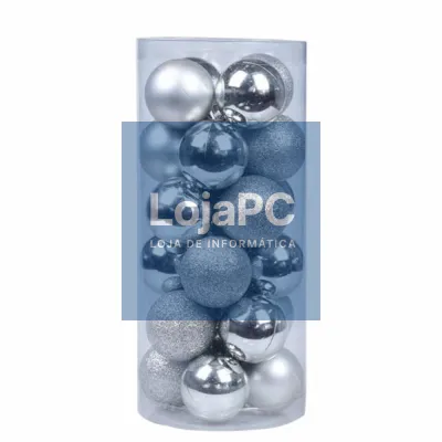 Conjunto 24 Bolas De Natal Prateado Caixa Cilindrica