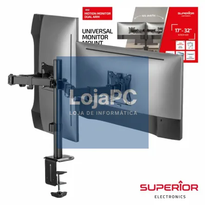 Suporte P/ 2 Monitores PC 17/32" 2x9kg VESA 100/100