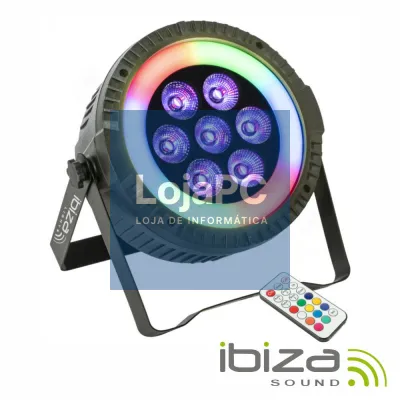 Projetor Par C/ 7 LEDS 6W RGBW 1 Anel LED DMX IBIZA