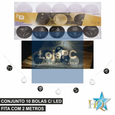 CONJUNTO DE LUZES  BOLAS LEDS BRANCAS E PRETAS