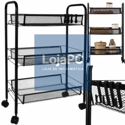 Organizador Móvel De Produtos com 3 Prateleiras/Cestos