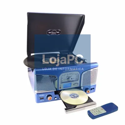 Gira-Discos 33/45/78RPM Vintage CD/FM/USB/Micro SD Azul UK