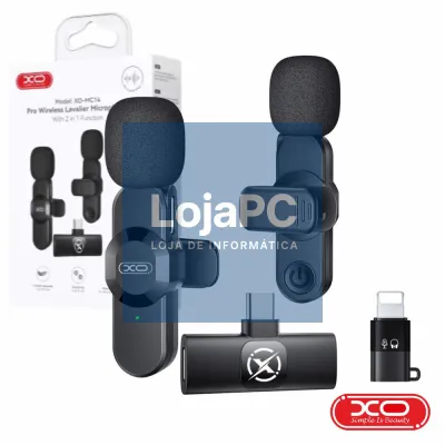 Conjunto 2x Microfones Lapela Sem Fios Com Receptor USB-C XO