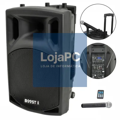 Coluna Amplificada 15" 800W USB/BT/SD/Bat Vhf Preta BOOST