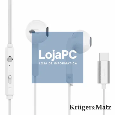 Auscultadores Stereo C/ Fios E Microfone Branco KRUGER MATZ