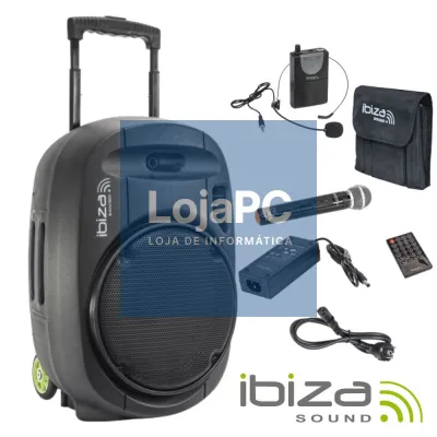 Coluna Amplificada 15" 800W USB/BT/SD/Bat Vhf Preta IBIZA
