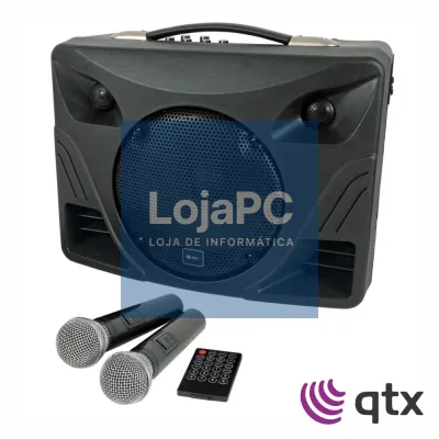 Coluna Portátil Amplificada 8" 50W USB/BT/SD/BAT Preta QTX
