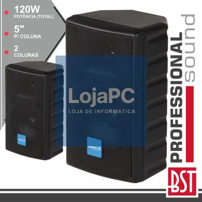 CONJUNTO 2 COLUNAS 2 VIAS 5" 120W PRETAS ABS BST