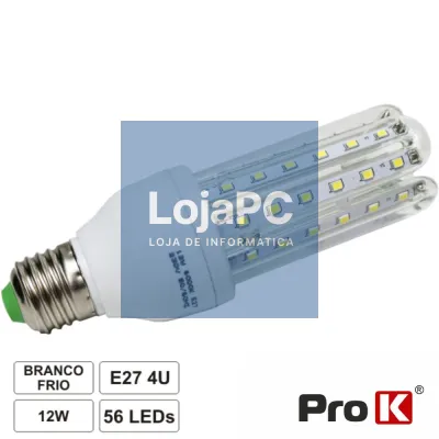 LÂMPADA E27 12W 230V LEDS 2835 SMD 4U BRANCO FRIO PROK