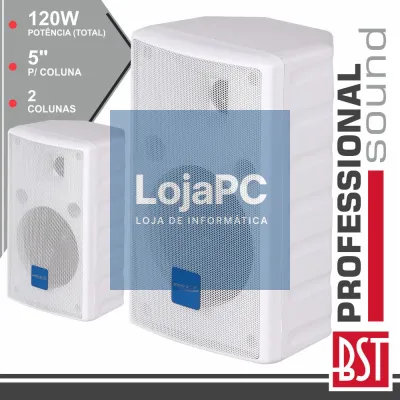 CONJUNTO 2 COLUNAS 2 VIAS 5" 120W BRANCAS ABS BST