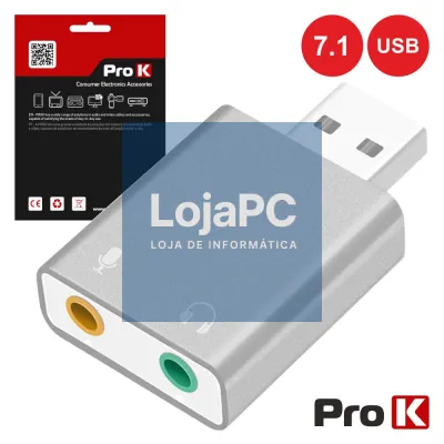 ADAPTADOR PLACA SOM USB 7.1 C/ 2 FICHAS JACK PROK