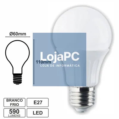LÂMPADA E27 6W=60W 230V LED GLOBO BRANCO FRIO 590LM