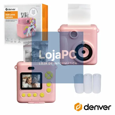 Câmara Digital Rosa P/ Crianças C/ Impressora Unicorn