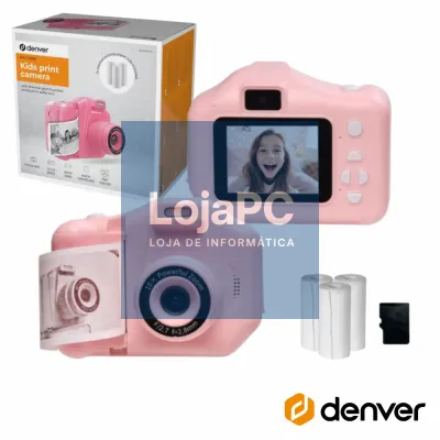 Câmara Digital Rosa P/ Crianças C/ Impressora Térmica DENVER