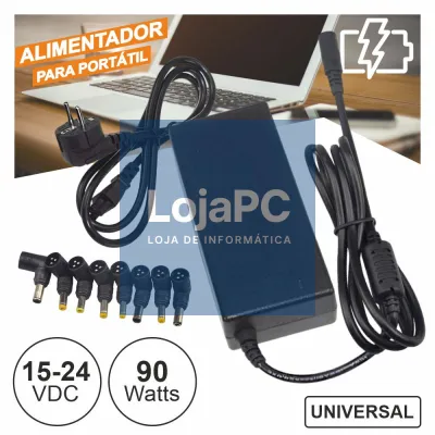 Alimentador Universal P/ Portátil 15-24V 90W 8 Fichas