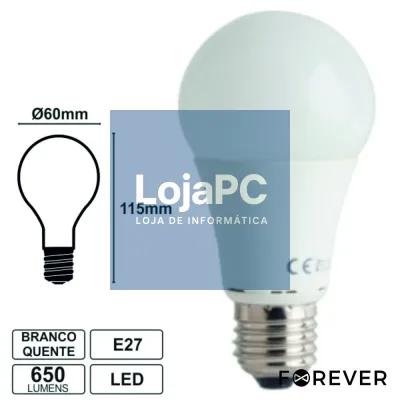LÂMPADA E27 7W=60W 230V 7 LEDS SMD 3528 GLOBO BRANCO QUENTE