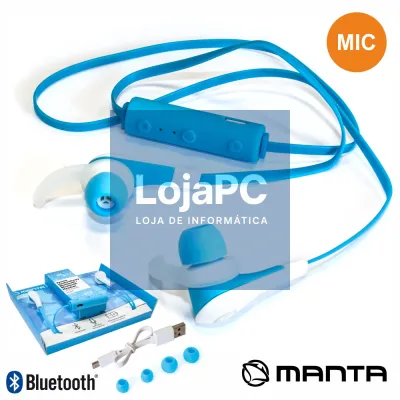 AUSCULTADORES BLUETOOTH STEREO MIC BAT AZUL MANTA