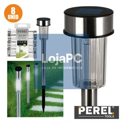CANDEEIRO EXTERIOR SOLAR 1 LED JARDIM 8X PEREL