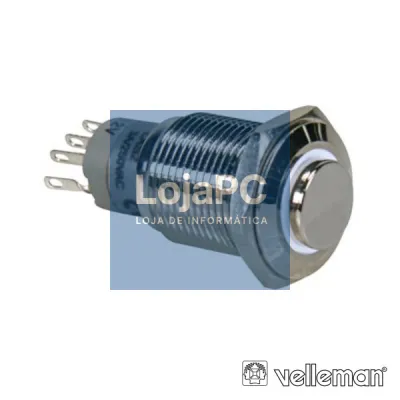 INTERRUPTOR REDONDO ALTO DE METAL SPDT 1NA 1NC ANEL BRANCO