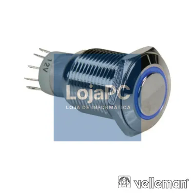 INTERRUPTOR REDONDO DE METAL SPDT 1NA 1NC ANEL AZUL