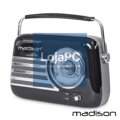 Rádio FM/AUX/BT/USB Extra Bass Vintage 30W Preto MADISON