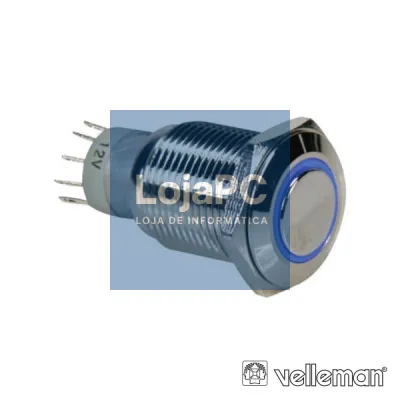 INTERRUPTOR REDONDO DE METAL SPDT 1NA 1NC ANEL AZUL