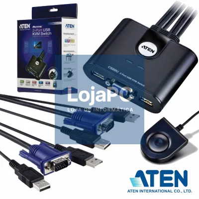 COMUTADOR MANUAL KVM C/ 2 PORTAS VGA+2USB ATEN