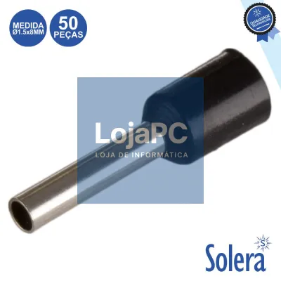 TERMINAL PONTEIRA ISOLADO Ø1.5x8MM 50X PRETO SOLERA
