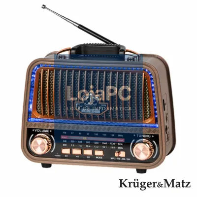 Rádio Portátil FM/AM/SW e MP3 Classica KRUGERMATZ