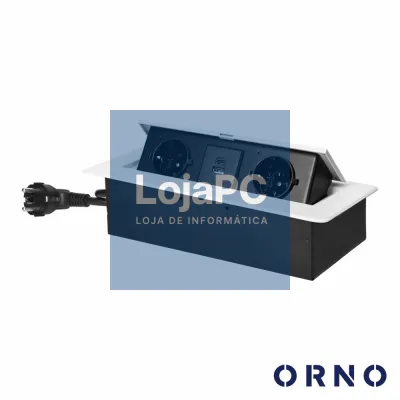 Tomada Elétrica Encastrar 2x Schuko 2x USB Branco ORNO