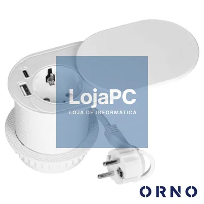 Tomada Elétrica Encastrar 1x Schuko 2x USB PD/QC Branca ORNO