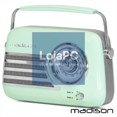 Rádio FM/AUX/BT/USB Extra Bass Vintage 30W Verde MADISON