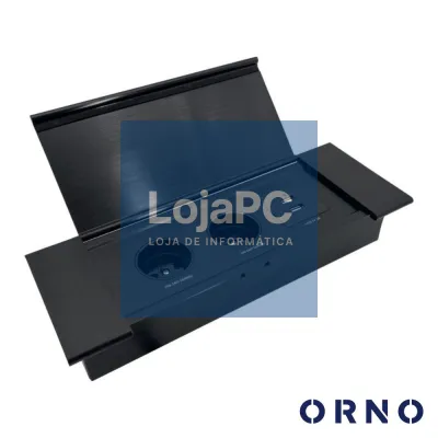 Tomada Elétrica Encastrar 2x Schuko 2x USB Preta ORNO