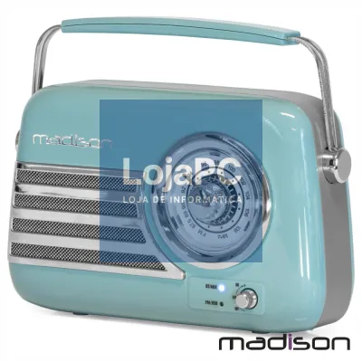 Rádio FM/AUX/BT/USB Extra Bass Vintage 30W Verde MADISON