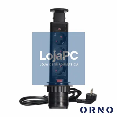 Tomada Elétrica Encastrar 3x Schuko Preta ORNO