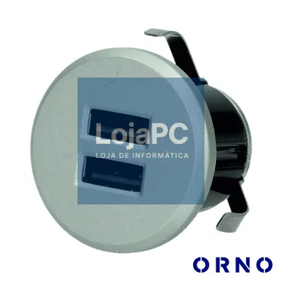 Tomada C/ 2 Saídas USB P/ Secretária 5V / 2.1A Cinza ORNO